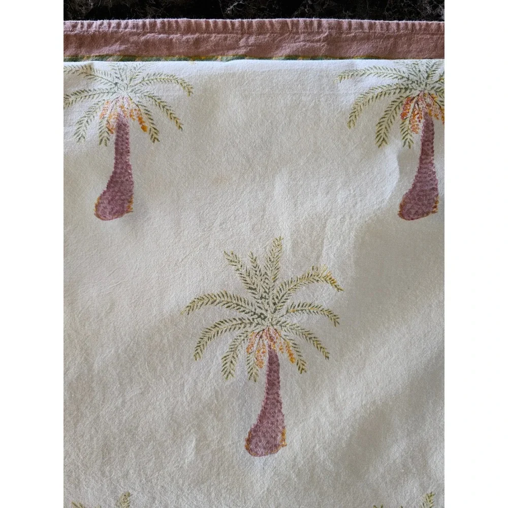 Couleur Nature Palm Tree Cotton Tablecloth 59x86 Rectangular Tropical Coastal